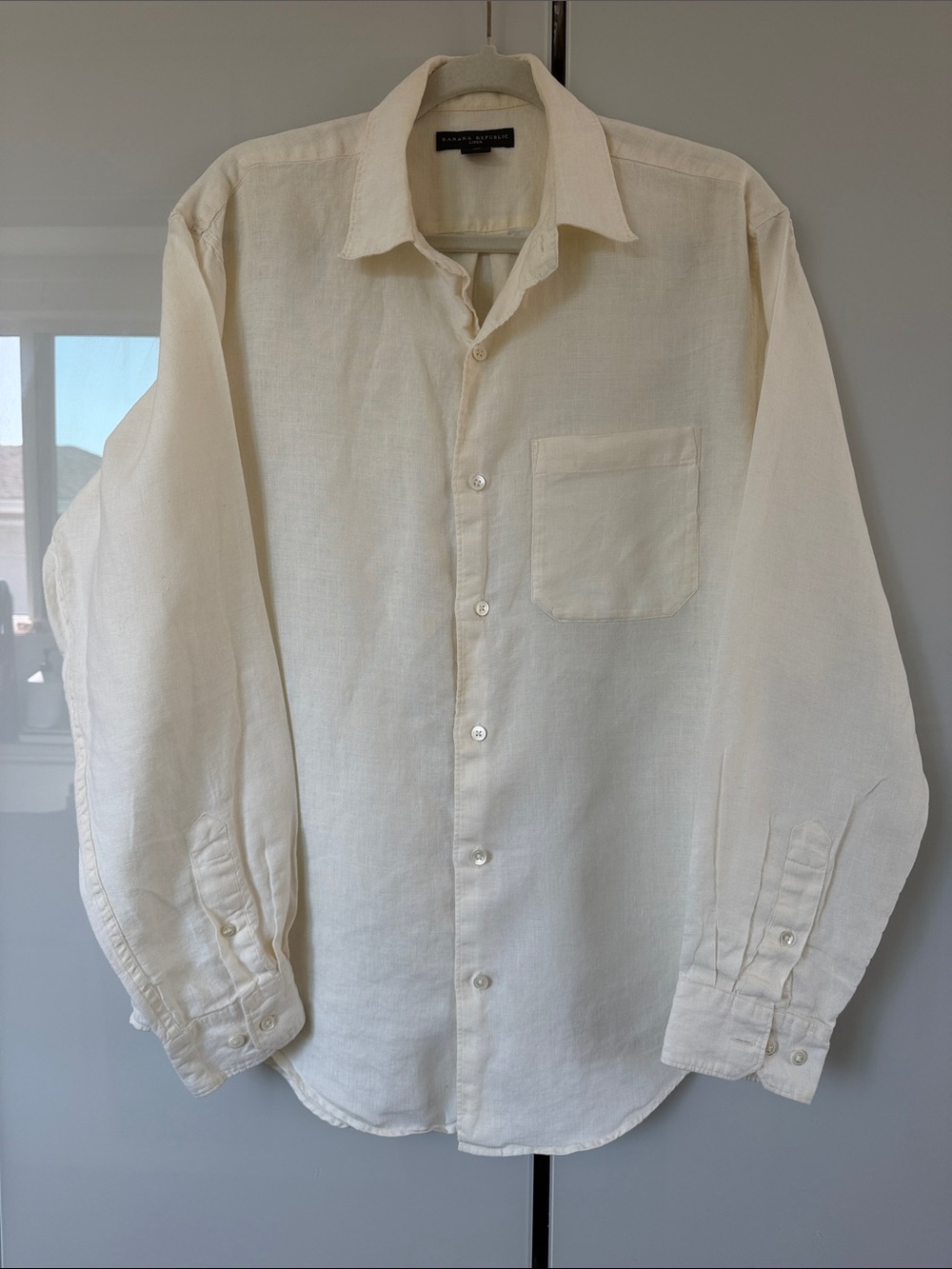 Banana Republic Cream Linen Button-Down Shirt